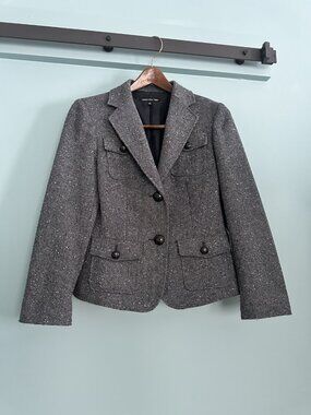 Jones New York Gray Tweed Double-Breasted Blazer